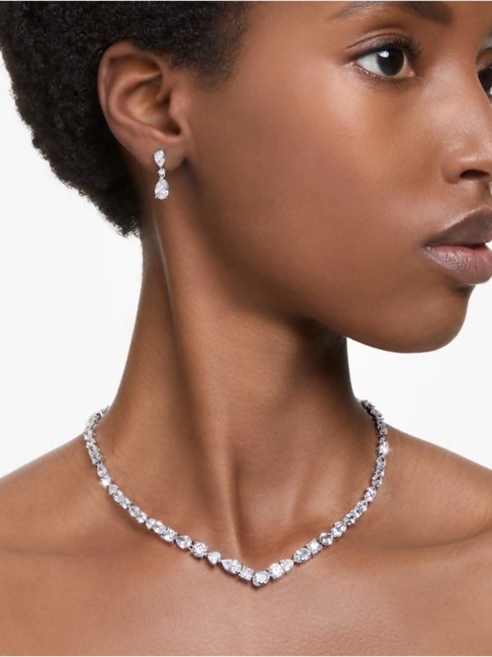 Classic Crystal Drop Necklace Set - Swarvoski